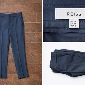 Reiss Navy Cropped Tailored Women's Trousers